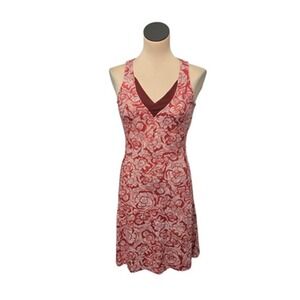Title Nine Dress Womens Small Red White Floral‎ Sleeveless Diamalete Activewear